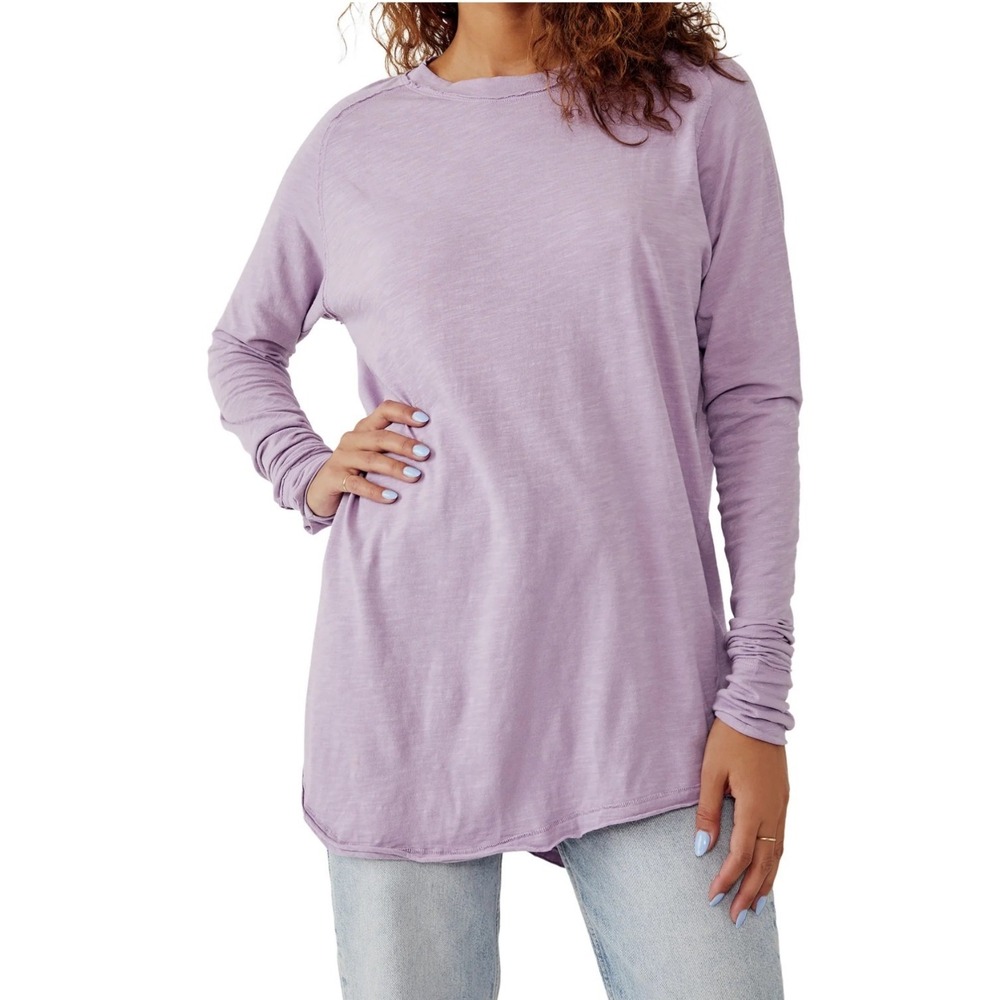 Free People We The Free Arden Tee Orchid Light Purple Long Sleeve Top Medium NEW